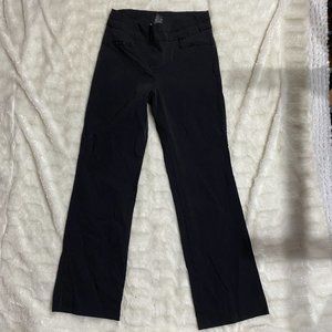 New Women Design Black Rayon High-Rise Straight Leg Pull On Pant Size Large